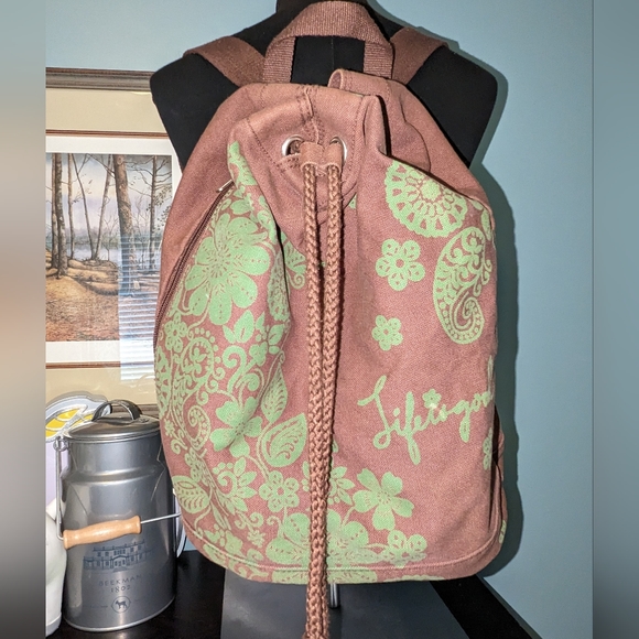 Life Is Good Bags Life Is Good Cinch Top Backpack Brown With Green